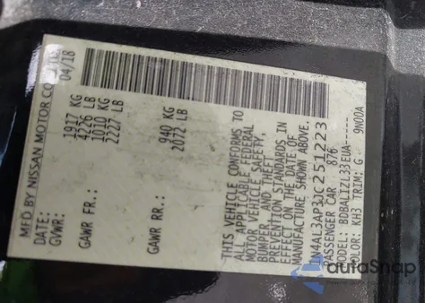 2018 Nissan Altima 2.5 Sv from USA, damaged, VIN 1N4AL3AP3JC251223